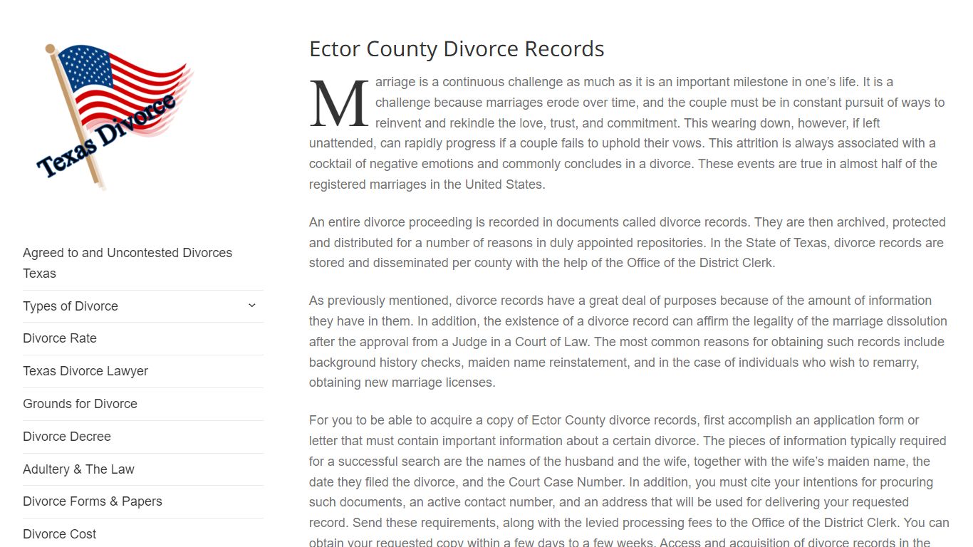 Ector County Divorce Records – Divorce in Texas